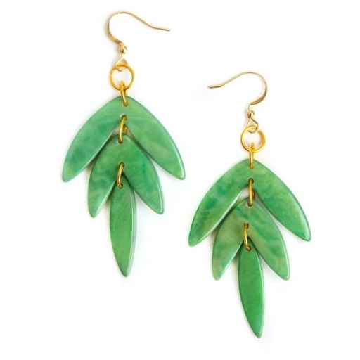 Caribbean Emerald Leaf Earrings