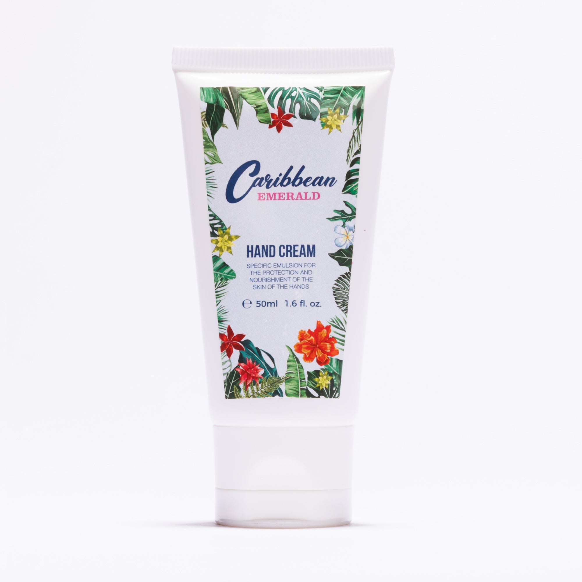 Hydrating hand cream in tropical-inspired packaging for daily moisture and care